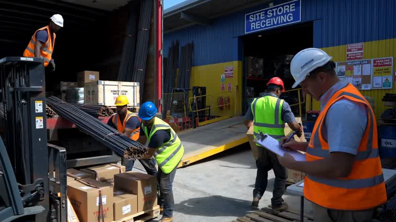 Store receiving materials at site